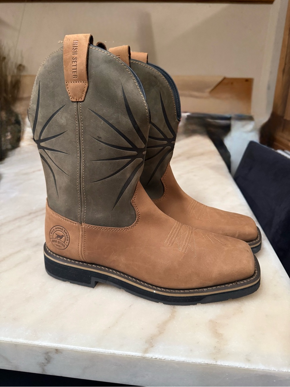 Irish Setter Two-Tone Brown and Gray Western Work Boots